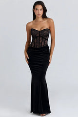 Sheer Lace Mesh Panel Bodycon Mermaid Lace Dress