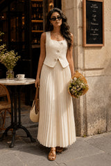 Sleeveless Top Skirt Elegant Two Piece Work Set