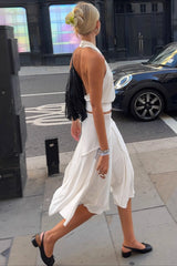 Asymmetric Hem Linen Blend Skirt