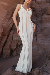 Backless Bodycon Knit Boho Dress