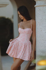 Backless Tie-Waist A-Line Mini Floral Dress
