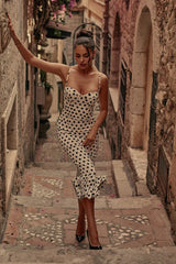 Polka Dot Ruched Slip Dress