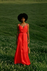 DressBetty - Elegant V Neck Tunic Ruffles Maxi Dress