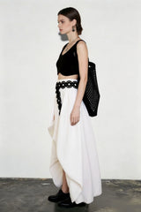 Cotton Tulip Hem Asymmetric Skirt
