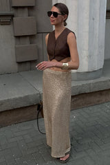 Glitter Sequin A-Line Midi Skirt