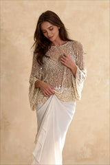 Solid Color Sequined Hollow Long Sleeve Knit Sweater