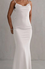 Elegant Satin Halter Backless Floral Bodycon Formal Dress