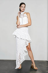 Halter Strapless Lace Asymmetric Hem Vacation Set