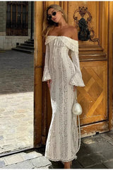 Slim Fit Off Shoulder Lace Dress