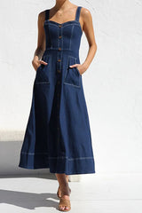 Casual Button-Up Denim Dress