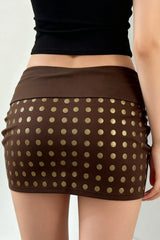 Studded Rhinestone Bodycon Mini Skirt