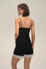 Lace Trim Cami Shorts Pajama Set