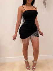 Tassels Elegant Club Autumn Halter Backless Mini Dresses