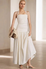 Halter Backless Maxi Work Dress