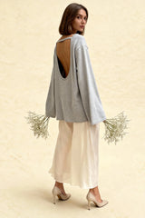 Cotton Loose Fit Off-Shoulder Knit Sweater