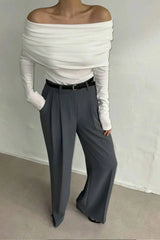 Off Shoulder Slim Knit Sweater