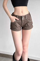 Double Button Booty Denim Shorts