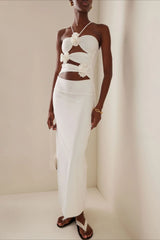 3D Floral Ruched Halter Bodycon Dress
