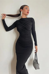 Crew Neck Long-Sleeve Bodycon Dress