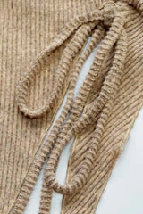 Ribbed Sleeveless Tie Front Knit Set