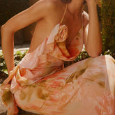 Ruffle Trim Open Back Floral Dress