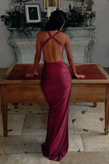Elegant Draped Halter Slip Dress