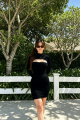 DressBetty - 2024 Elegant White Hollow Knitted Bodycon Short Dress Cut Out Dresses