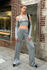Phased Out Cut Out Cropped Top