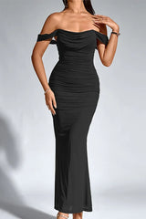 Fishbone Mesh Pleated Backless Bodycon Dress