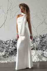 One Shoulder Fitted Silk Dress