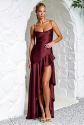 Backless Lace-Up Satin Silk Dress