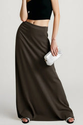 American Retro Solid Color Draped Skirt
