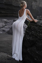 Backless Bodycon Knit Boho Dress