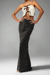 Polka Dot Pencil Slim Maxi Skirt