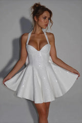Square Neck Halter Bow Sleeveless Party Dress