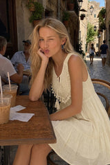 U-Neck Sleeveless Lace Fringe Boho Dress