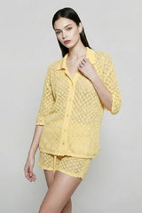 Crochet Lace Button Down Cardigan Vacation Set