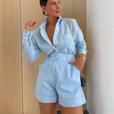 Pocket Button Shirt Short Suit