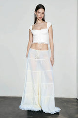 Square Neck Lace Trim Camisole Vacation Set