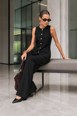 Blazer Vest Wide Leg High Waist Two Piece Work Set