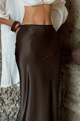 Draped Satin Slit Mermaid Skirt