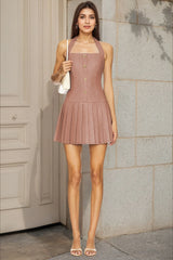Fashion Ruched Halter Work Dress