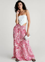 Elastic Waist Flowy Vacation Skirt