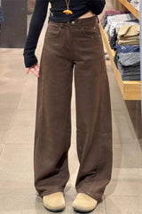 Curved Hem Straight Leg Wide Leg Jeans