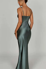 V-Neck Bone Detail Silk Dress