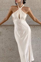 Satin Halter Mermaid Reception Dress