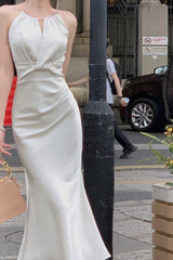 Satin Halter Mermaid Beach Silk Dress