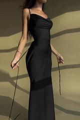 Elegant Solid Paneled Tie Bodycon Dress