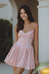 Backless Tie-Waist A-Line Mini Floral Dress
