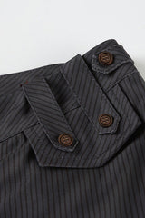 Striped Low Rise Asymmetric Flared Tailored Pants